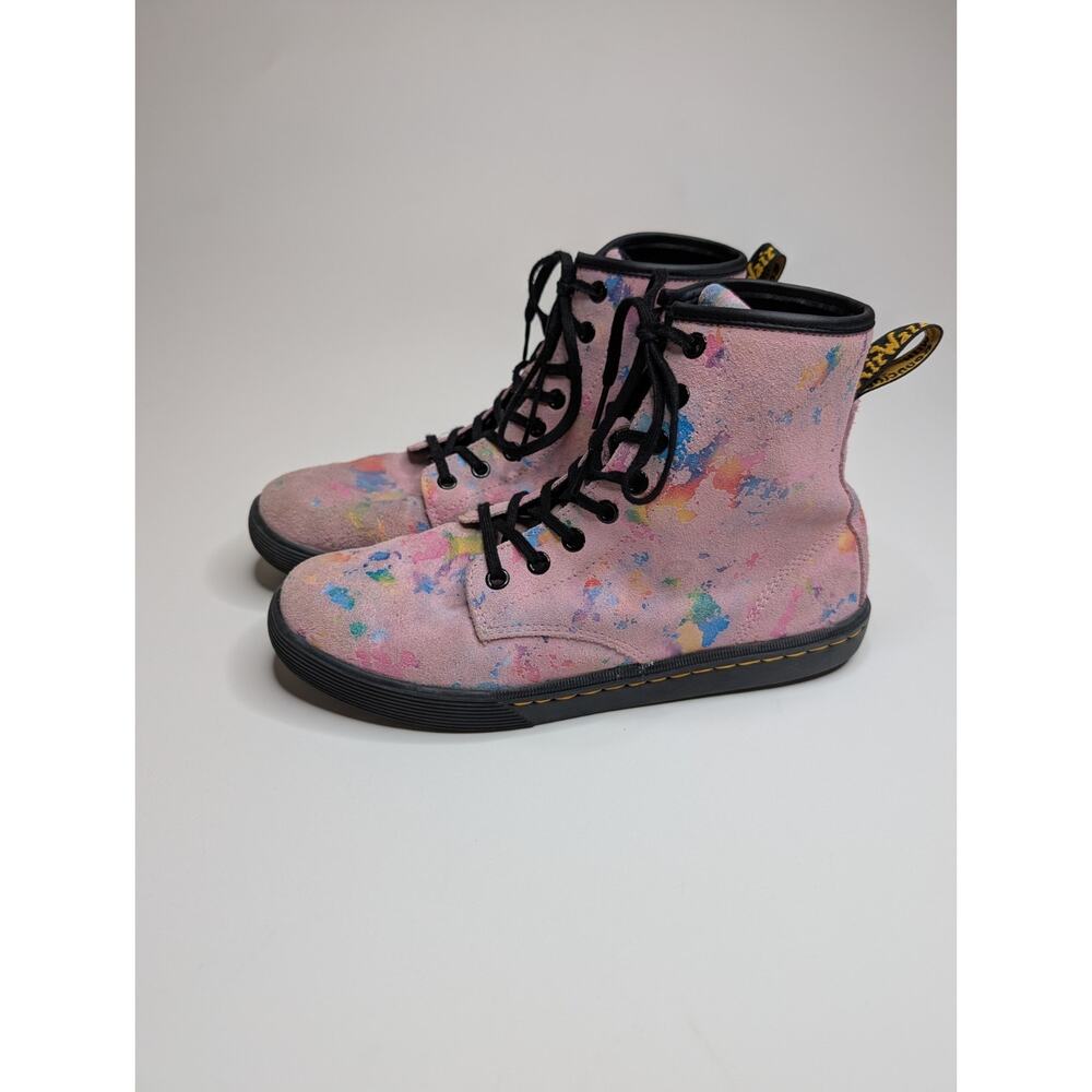 Dr. Martens Sheridan Pink Confetti Suede Lace-Up Boots Women’s Size 8